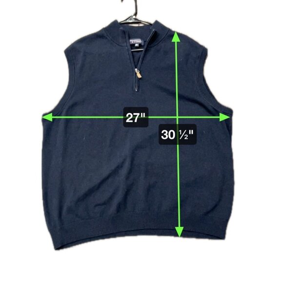 Roundtree & Yorke 2XB Navy Sleeveless Sweater Vest With Half-Zip Collar - Picture 6 of 7